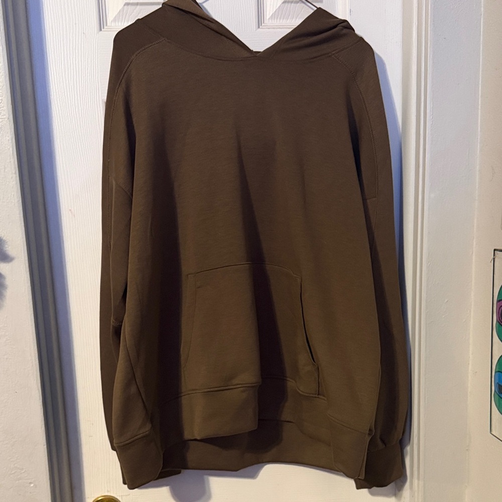 Women's Brown Pullover Hoodie with Kangaroo Pocket